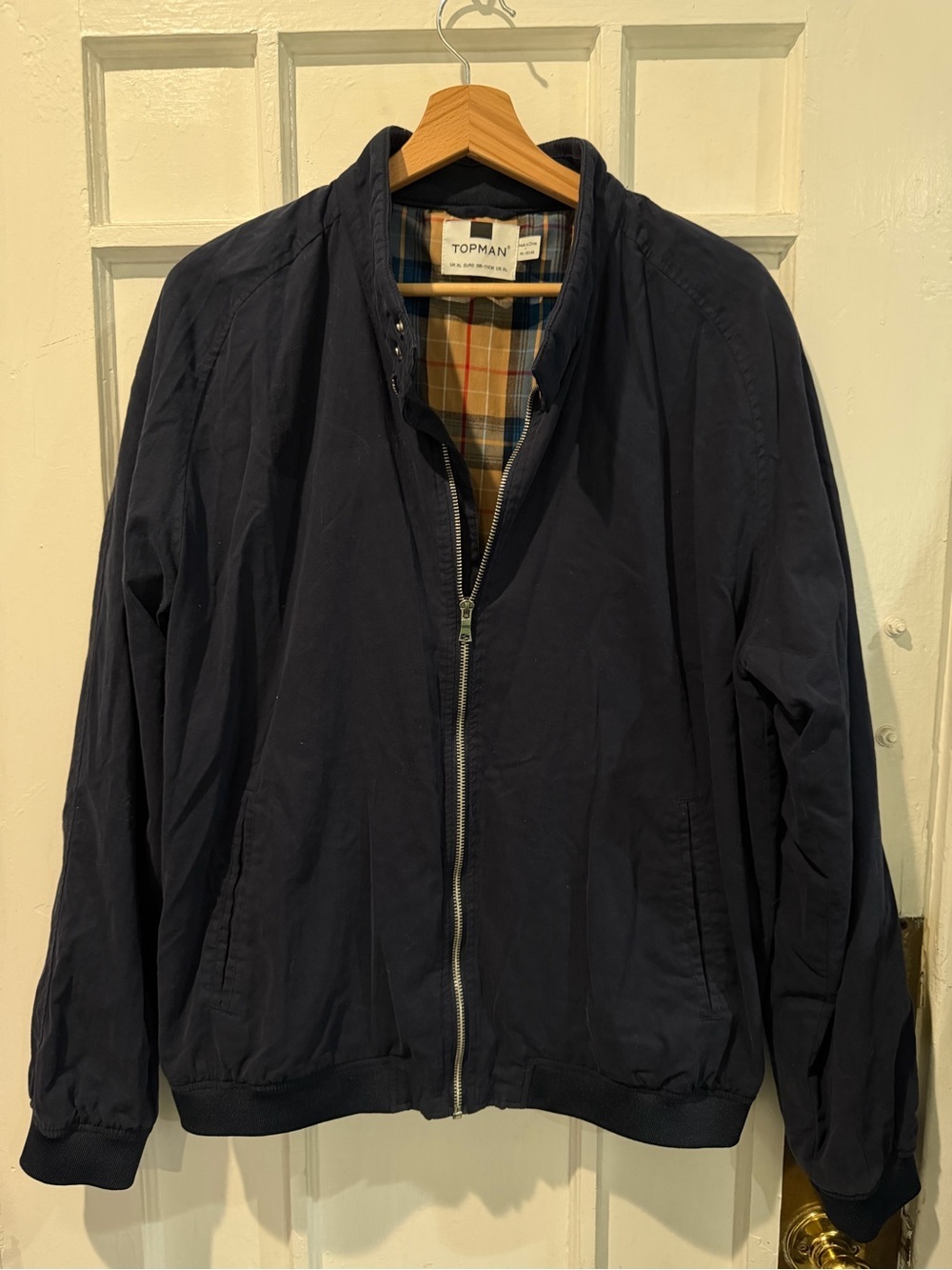 Topman Navy Zip Front Bomber Jacket
